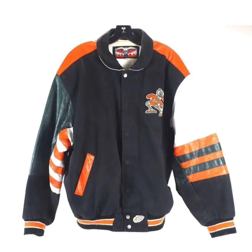 Jeff Hamilton leather varsity university of Miami jacket
